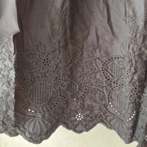 New Jason Wu Womens Tiered Smocked Maxi Dress Black Shoulder Ties Large - Picture 6 of 17